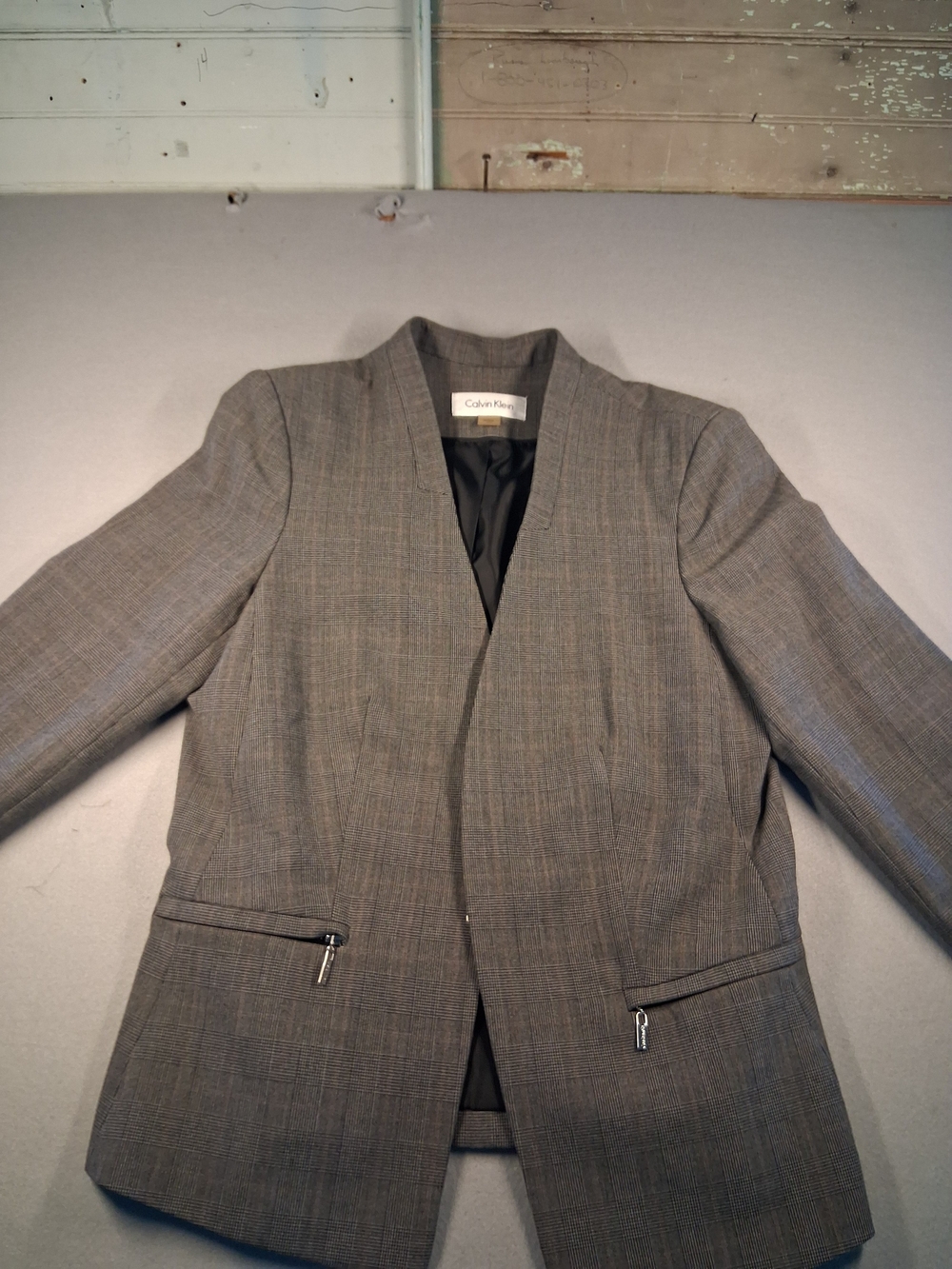 Calvin Klein Gray Plaid Women's Blazer